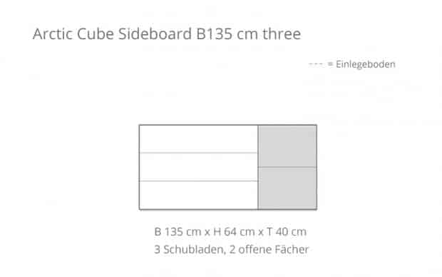 Arctic Cube Sideboard B135 cm three (Voice) Skizze