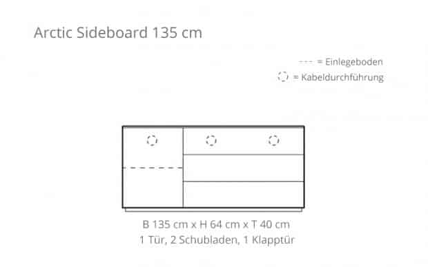 Arctic Sideboard 135 cm (Voice) Skizze