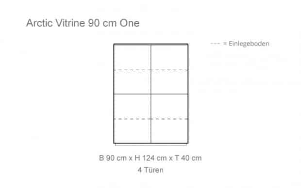 Voice Arctic Vitrine 90cm Breit mit 4 Türen Skizze
